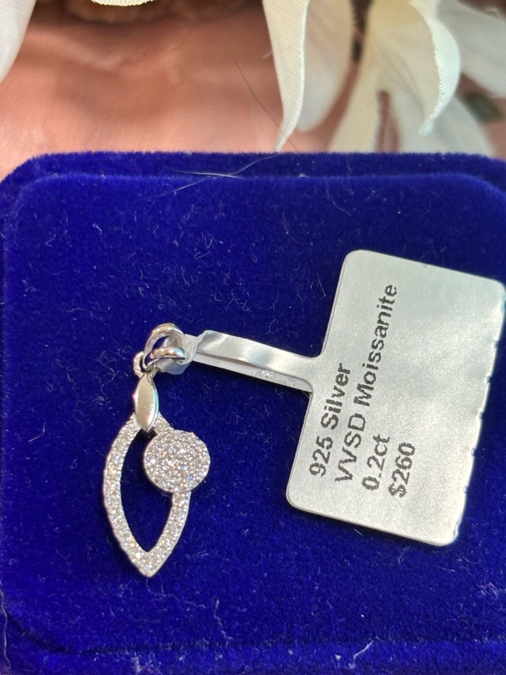 925 Sterling Silver Pave Drop moissanite Pendant